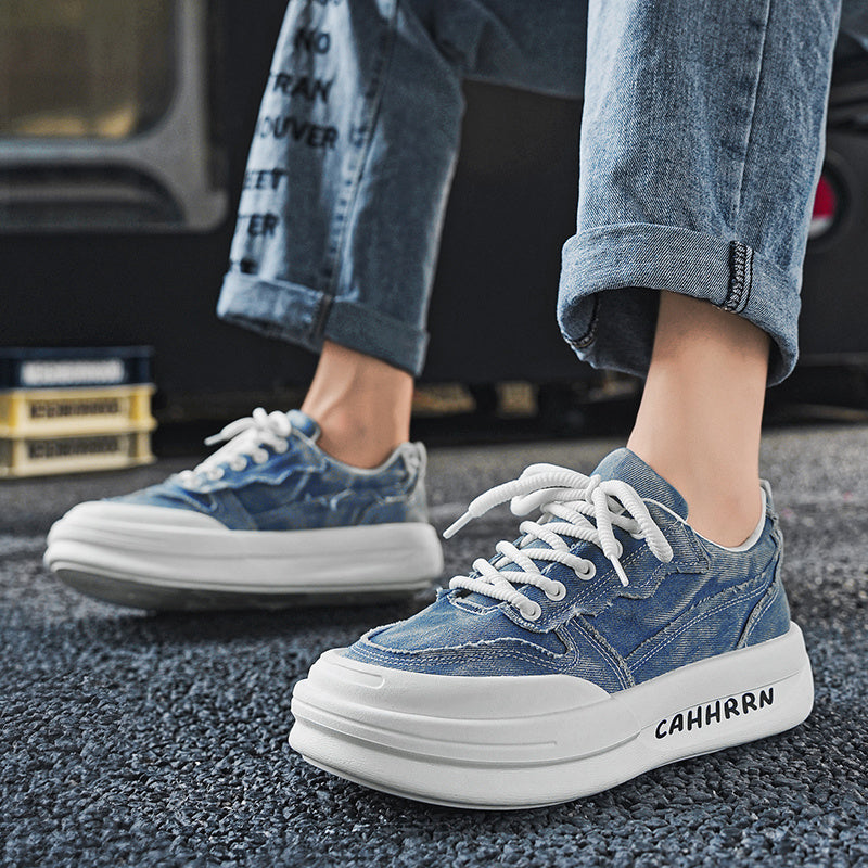 Men'S Casual Street Style Running Shoes - Comfortable Low-Top Design with Lace-Up Closure, Faux & Fabric Upper, PVC Sole, Ideal for Outdoor Sports and Casual Attir